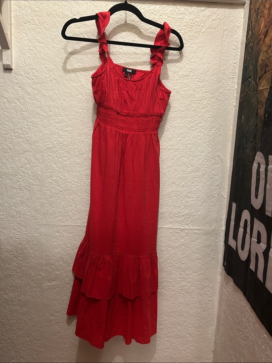 PAIGE Dresses & Skirts - PAIGE Red Ruffled Strap Tiered Maxi Dress